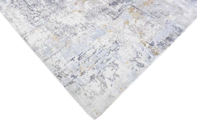 8x10 Rug, Abstract Blue and Ivory Rug made with Viscose Art Silk, Living, Dinning and Bedroom Rug | TRD030OP