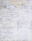 Modern Abstract Silver And Blue Hand Loom Viscose Area Rug