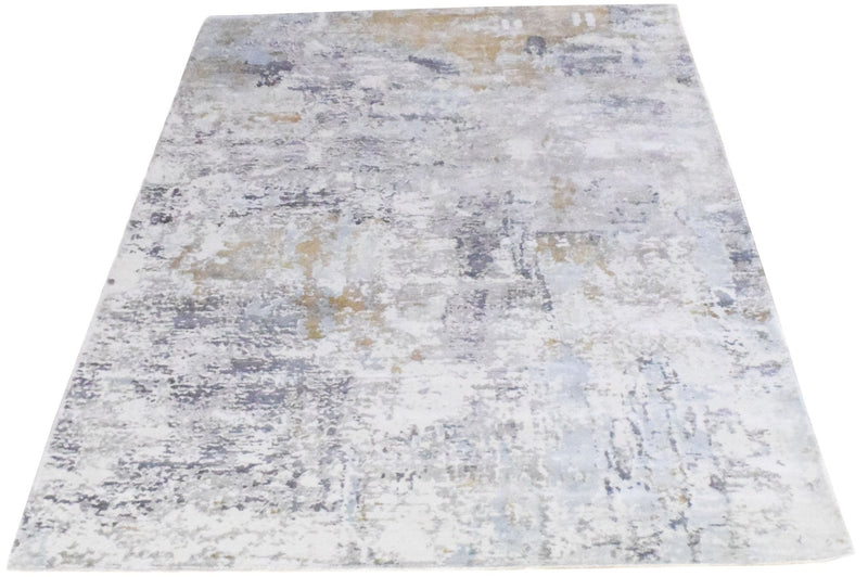 8x10 Rug, Abstract Blue and Ivory Rug made with Viscose Art Silk, Living, Dinning and Bedroom Rug | TRD030OP