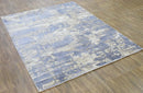 8x10 Rug, Blue and Brown Rug, Modern Abstract Hand loom Printed Viscose Area Rug