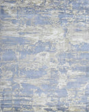 8x10 Rug, Blue and Brown Rug, Modern Abstract Hand loom Printed Viscose Area Rug