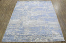 8x10 Rug, Blue and Brown Rug, Modern Abstract Hand loom Printed Viscose Area Rug