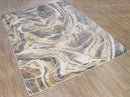 Beige And Gray Modern Abstract Area Rug 8x10 - Hand Loomed Wool