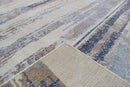 Blue and Beige Bamboo Silk Hand-Knotted Area Rug 8x10 - Modern Abstract