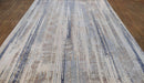 Blue and Beige Bamboo Silk Hand-Knotted Area Rug 8x10 - Modern Abstract