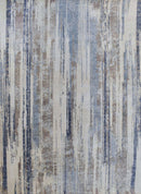 Blue and Beige Bamboo Silk Hand-Knotted Area Rug 8x10 - Modern Abstract