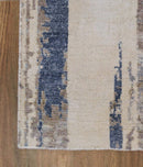 Blue and Beige Bamboo Silk Hand-Knotted Area Rug 8x10 - Modern Abstract