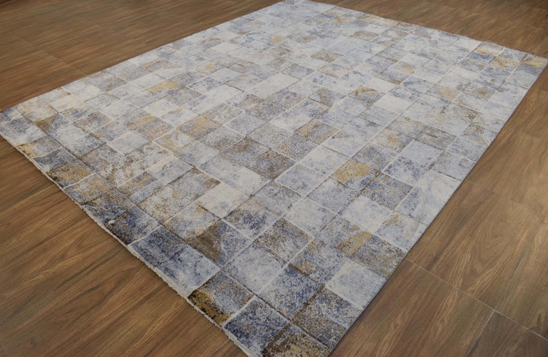 8x10 Rug Handmade Bamboo Silk Contemporary Area Rug | TRD1756810