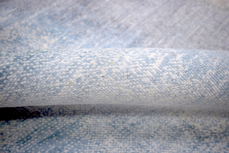 8x10 Rug | Modern Abstract Handmade with Bamboo Silk Blue Area Rug | TRD1750810