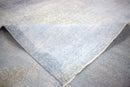 Modern Blue And Ivory Abstract Bamboo Silk Hand Knotted Area Rug 8x10 Shimmering