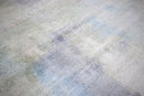Modern Blue And Ivory Abstract Bamboo Silk Hand Knotted Area Rug 8x10 Shimmering