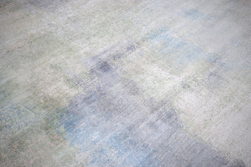 8x10 Rug | Modern Abstract Handmade with Bamboo Silk Blue Area Rug | TRD1750810