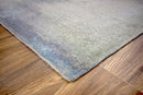 Modern Blue And Ivory Abstract Bamboo Silk Hand Knotted Area Rug 8x10 Shimmering
