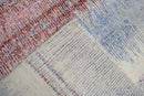 Rust and Blue Hand Knotted Modern Abstract Bamboo Silk Area Rug 8x10