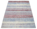 Rust and Blue Hand Knotted Modern Abstract Bamboo Silk Area Rug 8x10