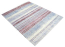 Rust and Blue Hand Knotted Modern Abstract Bamboo Silk Area Rug 8x10