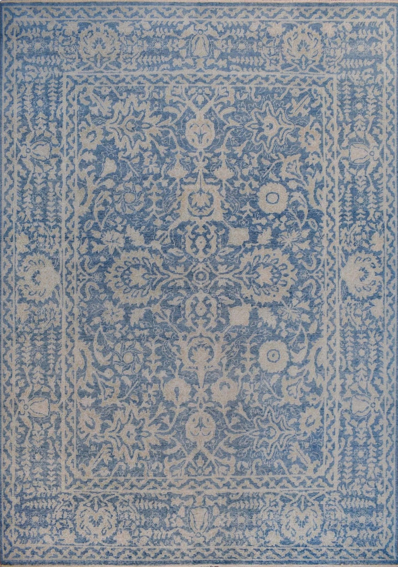 8x10 Blue and Gray Rug | Vintage Traditional Argentina Wool Area Rug Living, Bedroom, Dinning Room Rug | TRD1829810