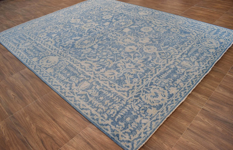 8x10 Blue and Gray Rug | Vintage Traditional Argentina Wool Area Rug Living, Bedroom, Dinning Room Rug | TRD1829810