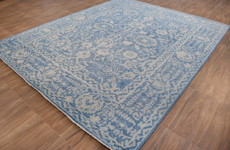 8x10 Blue and Gray Rug | Vintage Traditional Argentina Wool Area Rug Living, Bedroom, Dinning Room Rug | TRD1829810
