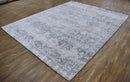 Soft Gray Handmade Bamboo Silk Low Pile Transitional Area Rug 8x10