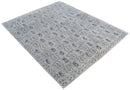 Silver Charcoal Wool Area Rug 8x10 - Hand Knotted Traditional