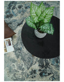 8x10 Rug | One of a Kind Blue and Silver Bamboo Silk Hand Made Modern Abstract Area Rug | SK29