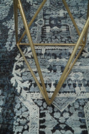 Blue Silver Traditional Hand Knotted Wool Bamboo Silk Area Rug 8x10