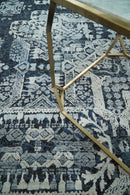 Traditional Style Blue Hand Knotted Wool 8x10 Area Rug