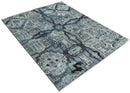 Blue Silver Traditional Hand Knotted Wool Bamboo Silk Area Rug 8x10