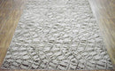 Modern Abstract White Brown Hand Loomed Viscose Area Rug - 8x10