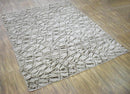 Modern Abstract White Brown Hand Loomed Viscose Area Rug - 8x10