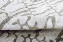 Modern Abstract White Brown Hand Loomed Viscose Area Rug - 8x10