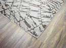 Modern Abstract White Brown Hand Loomed Viscose Area Rug - 8x10