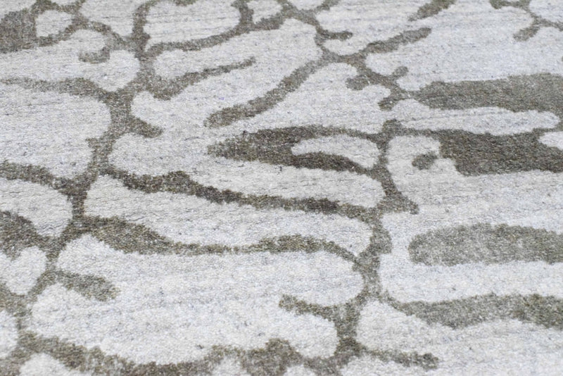 8x10 Rug, White and Brown Rug, Modern and Abstract Rug, Hand-loom Printed Viscose Area Rug | TRD020QT810