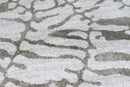 Modern Abstract White Brown Hand Loomed Viscose Area Rug - 8x10