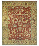 8x10 Rust and Beige Hand Knotted Traditional Antique Turkish Vintage Wool Rug | TRDCP538810