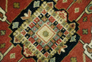 8x10 Rust and Blue Fine Hand Knotted Traditional Heriz Medallion wool area rug