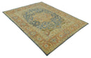8x10 Rust, Gray and Beige Traditional Vintage Style Hand Knotted Wool Area Rug by The Rug Decor