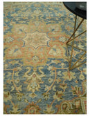 8x10 Rust, Gray and Beige Traditional Vintage Style Hand Knotted Wool Area Rug by The Rug Decor