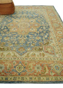 8x10 Rust, Gray and Beige Traditional Vintage Style Hand Knotted Wool Area Rug by The Rug Decor