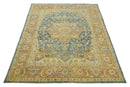 8x10 Rust, Gray and Beige Traditional Vintage Style Hand Knotted Wool Area Rug by The Rug Decor