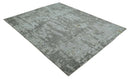 8x10 Silver and Charcoal Modern Abstract Handmade Wool Area Rug by The Rug Decor