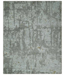 8x10 Silver and Charcoal Modern Abstract Handmade Wool Area Rug by The Rug Decor
