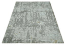 8x10 Silver and Charcoal Modern Abstract Handmade Wool Area Rug by The Rug Decor