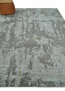 8x10 Silver and Charcoal Modern Abstract Handmade Wool Area Rug by The Rug Decor