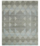 8x10 Silver and Gray Ikat design Handmade Art Silk Area Rug by The Rug Decor