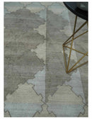 8x10 Silver and Gray Ikat design Handmade Art Silk Area Rug by The Rug Decor