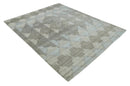 8x10 Silver and Gray Ikat design Handmade Art Silk Area Rug by The Rug Decor