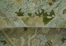 8x10 Silver and Green Hand Knotted Traditional Oushak wool area rug
