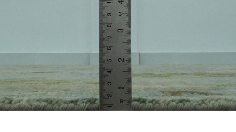 8x10 Silver and Green Hand Knotted Traditional Oushak wool area rug